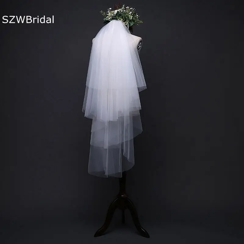 

New Arrival 4 Layers White Ivory Bridal veils 2024 Cheap Wedding accessories with Comb Casamento Bruiloft Wedding Veil