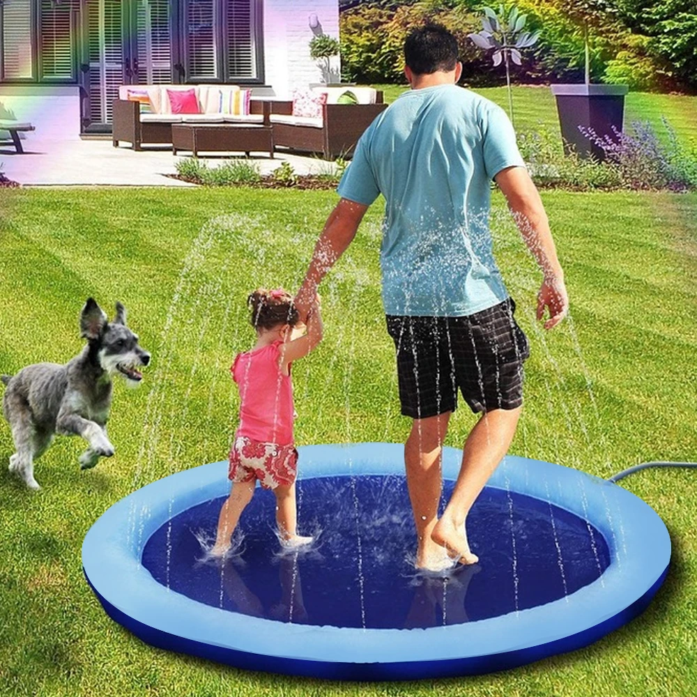 Pet Dog Toys Inflatable Water Spray Pad Mat Tub Play Cooling Mat Pet Sprinkler Pad For Dog Summer Cool Swimming Pool Outdoor