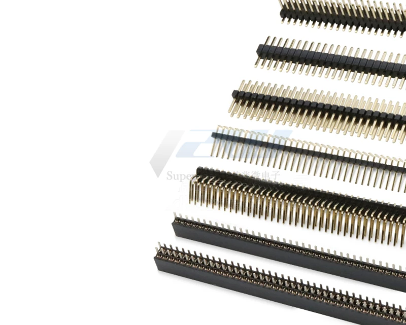 5pcs/lot pitch 1.27MM pin header female single and double row 1*40P 50P 2*40P50P straight/curved pin gold plated