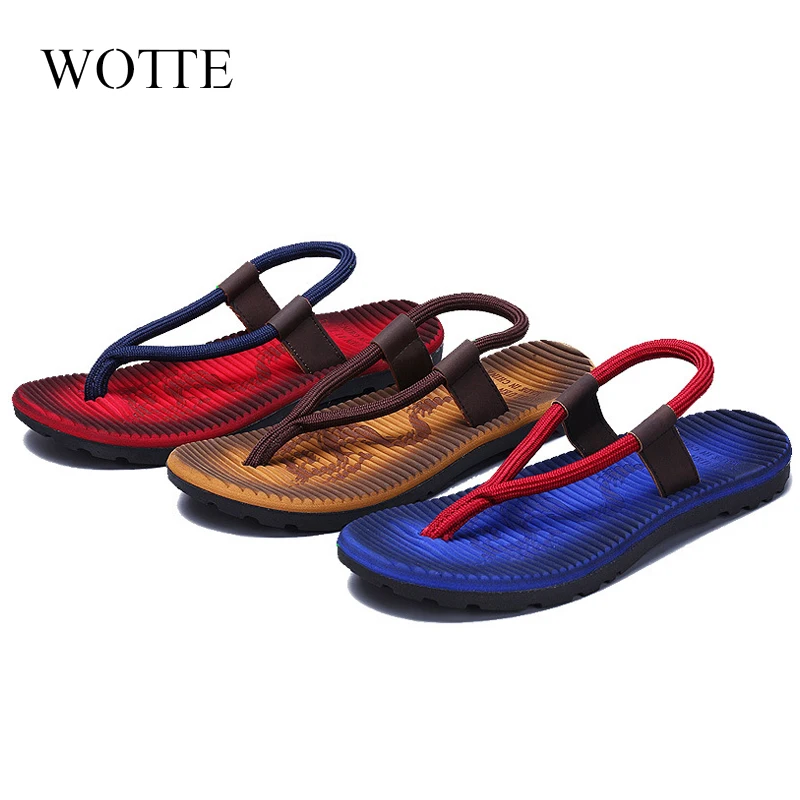 Summer Men Sandals New Beach Slippers High Quality Beach Flip Flops Fashion Solid Flat Outdoor Shoes Outdoors Non-slip Slippers