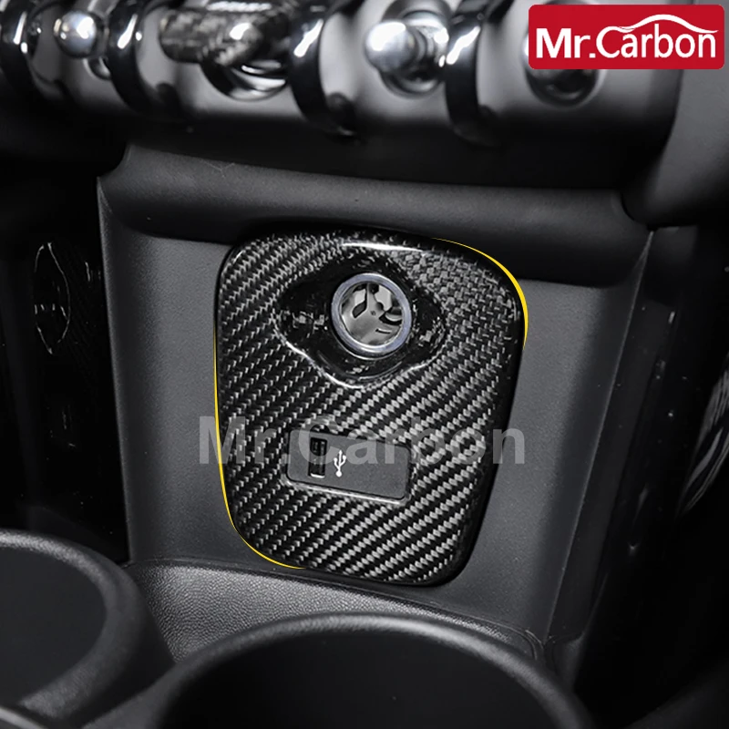 Car USB Auxiliary Panel Cigarette Lighter Carbon Fiber Decorative Cover For BMW MINI ONE Cooper F55 F56 F57 Interior Accessories