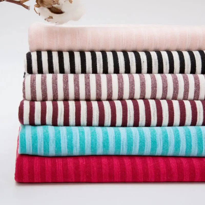 Good Quality Knit Stripe Polyester Cotton Fabric For Sewing t Shirt 50x185cm/Piece KA0008