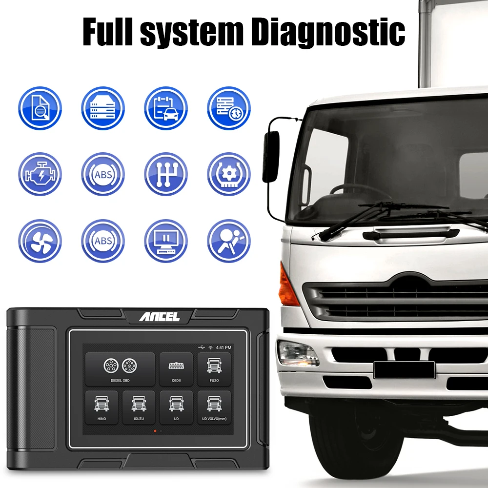 ANCEL HD3200 24V Heavy Duty Diesel Truck Diagnostic Scanner Car Full System DPF Regeneration Oil Reset for FUSO HINO Hyundai