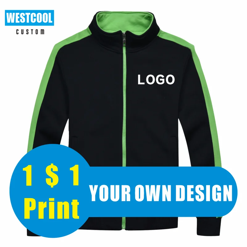 8 Colors Zipper Sweater Jacket Custom Embroidery Logo Outdoor Men and Women Clothing Own Picture Printing WESTCOOL 2020