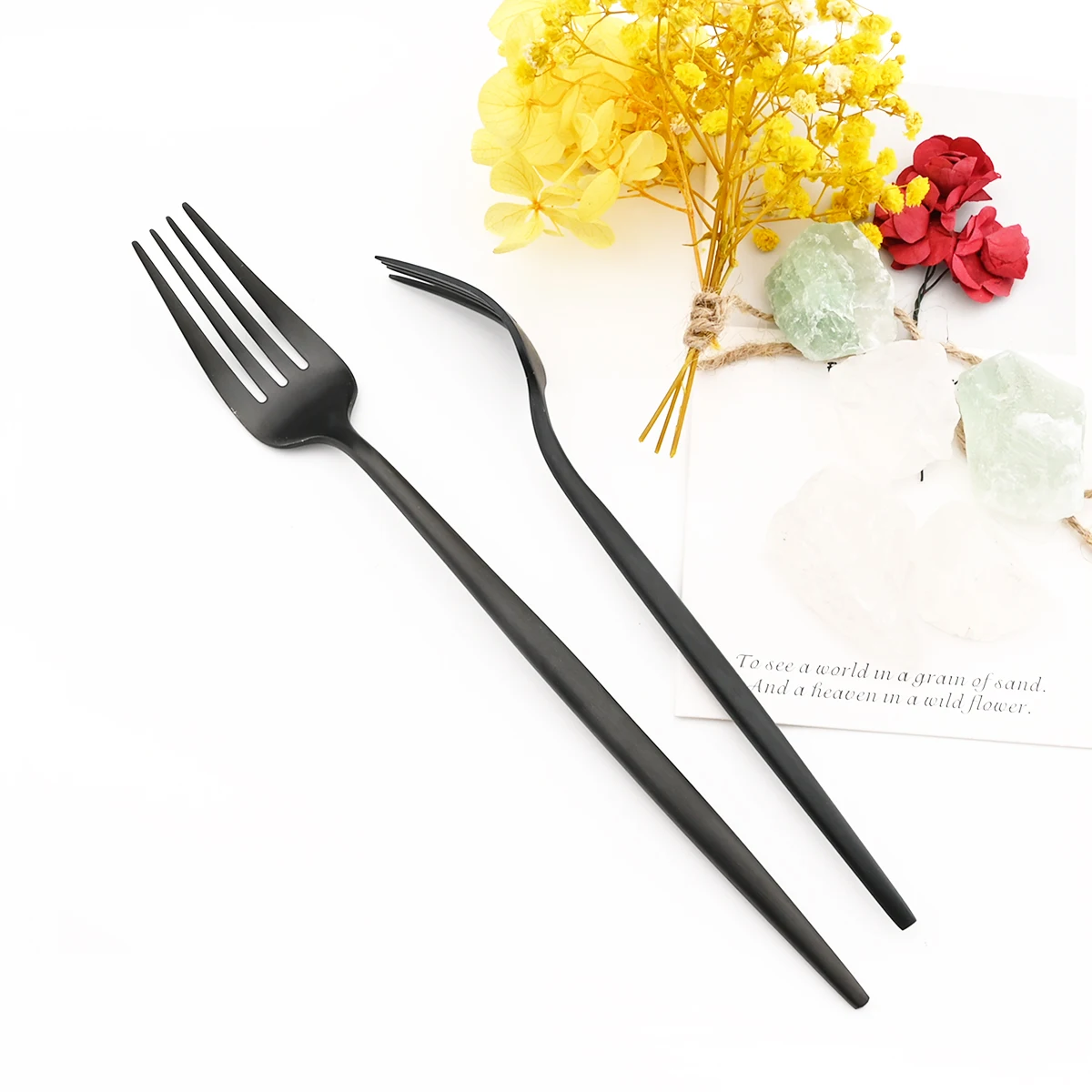 Vintage Matte Black Cutlery Set 18/10 Stainless Steel Dinnerware Knife Dessert Fork Coffee Spoon Tableware Set Kitchen Flatware