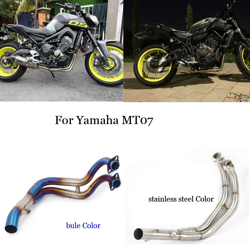 51mm Motorcycle Stainless Steel Full Set Link Middle Pipe Exhaust System Non-destructive installation Silp On For Yamaha MT07