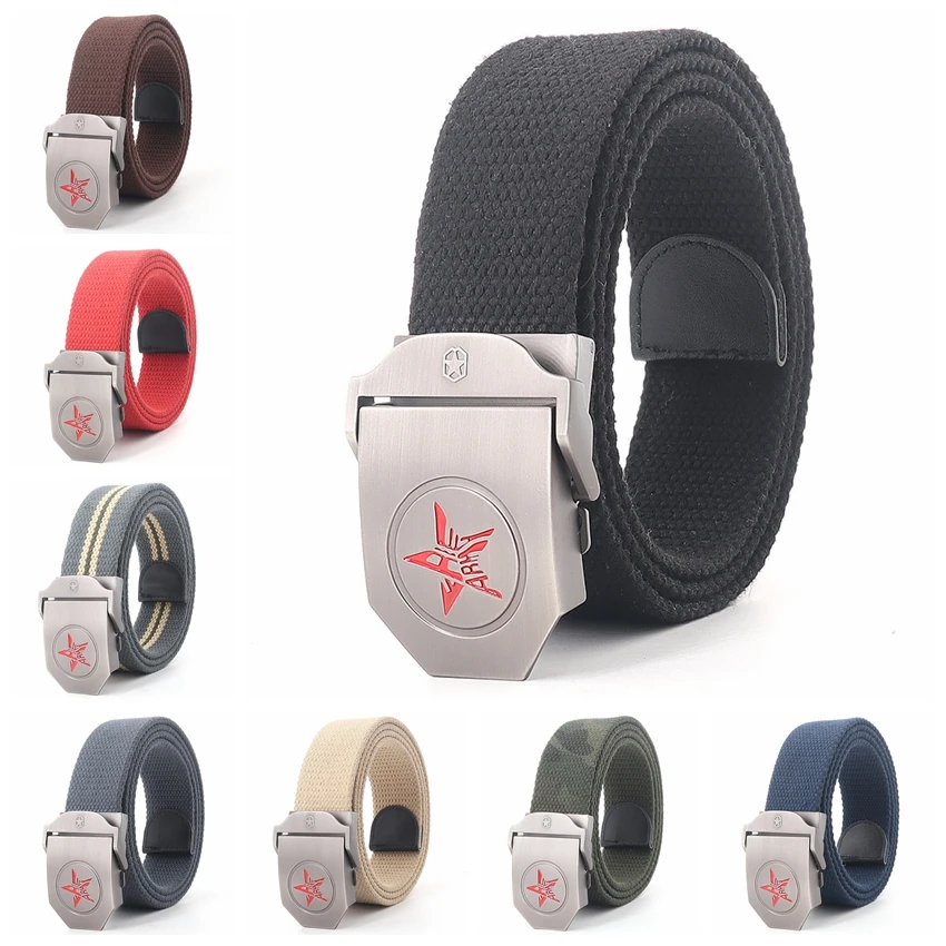 Belt For Jeans Plus Size Buckle Canvas Cowboy Women Female Belt For Man Fashion Waistband Metal Black Red Brown White Male Belt