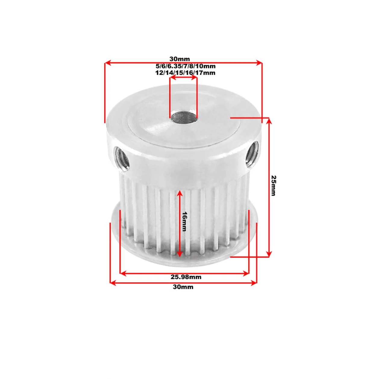 28 Teeth 3M Timing Pulley, Bore 5/6/6.35/8/10/12/14/15/16/17mm, Fit W=9/10/15mm 3M Belt, 28T 28Teeth HTD3M Pulley Cutting