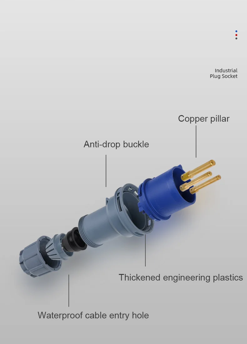 Industrial Plug Connector 3 Pole 32A Male Female Electric Coupler Waterproof Dust-Proof IP44 SFN-023/ 313  Socket Solid Copper