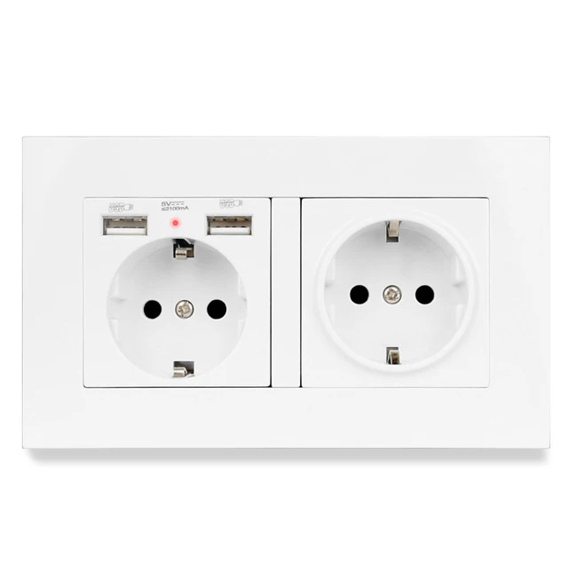 Minitiger ściany gniazdo zasilania USB, nowy styl Panel, sypialnia gniazdo, AC 110V-250V 16A do montażu naściennego, podwójne Usb Standard ue wylot