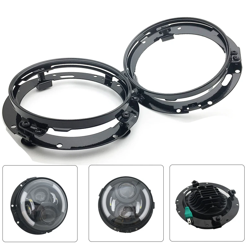 1PC 7 Inch LED Headlights Trim Ring, Black/Chrome Round Mounting Bracket for 7Inch LED Headlights Motorcycles