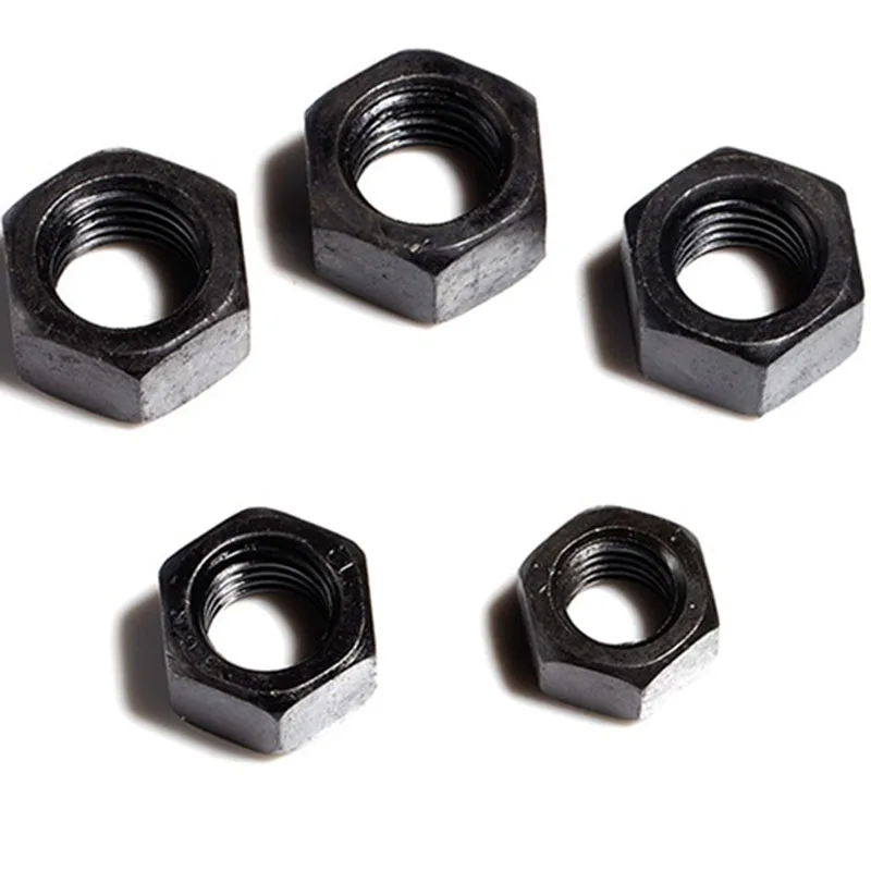 10pcs/lot M6/M8/M10/M12/M14/M16/M18/M20/M22/M24/M27/M30/M33/M38 black carbon steel left hand anti teeth hex nut hardware954