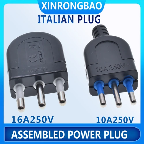 Imagen 1 del producto Enchufe de montaje de cableado de 3 pines enchufe de alimentación italiano 10A250 AC 250V 16A adaptador de corriente estándar enchufe desmontable para Uruguay Chile negro