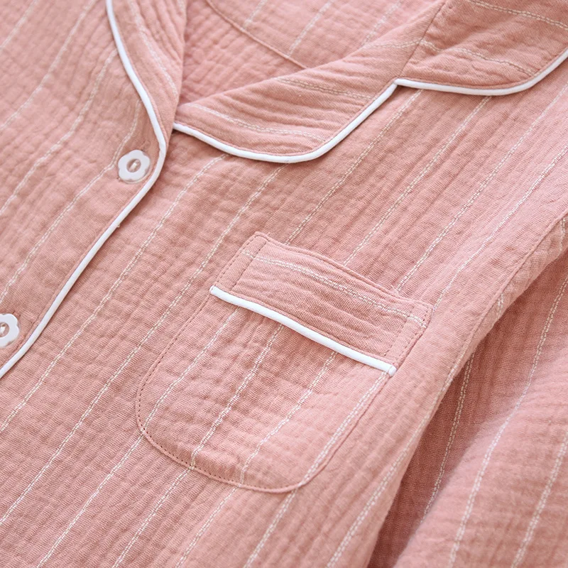 2025 neues Frühlings- und Sommer-Damen-Nachthemd aus 100 % Baumwolle mit langen Ärmeln, einfaches, gestreiftes Nachtwäsche-langes Kleid in Übergröße