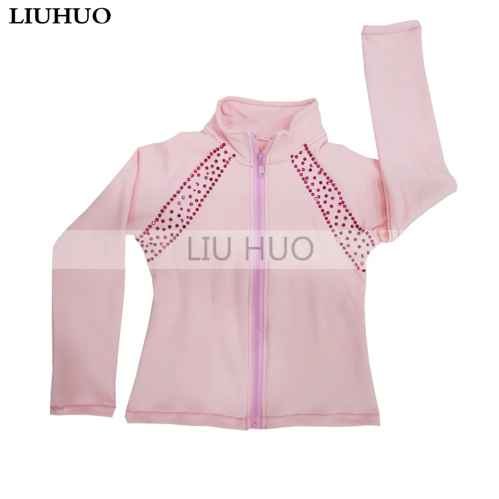 LIUHUO Ice Figure Skating Dress Suits Jacket Pants Trousers Girl Women Tights Training Wear Stretch FabricsPink Dance Top Kid