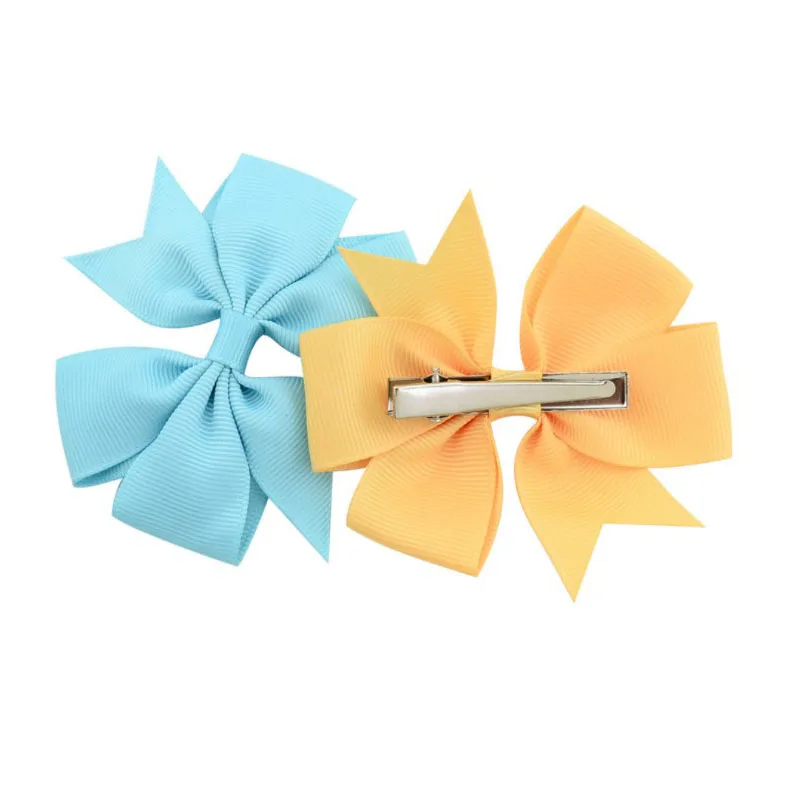 40 Color Ribbon Hair Bow  Clips for Baby Girls Bowknot Hairpins Children Headwear Accessories