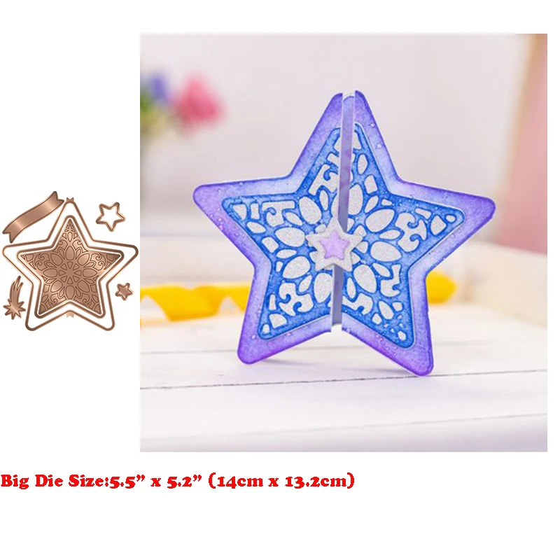 

New Arrival Metal Christmas Star Gatefold Cutting Dies For 2021 Card Making Flip and Fold Winter Stencils Crafts