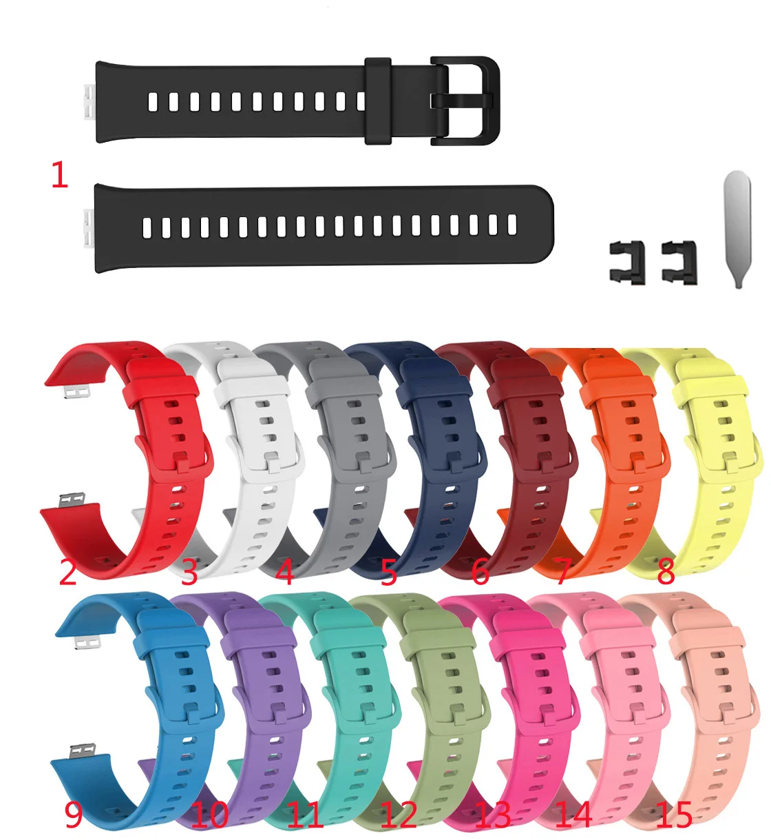 Correa de silicona suave para reloj Huawei, repuesto de pulsera colorida, deportiva