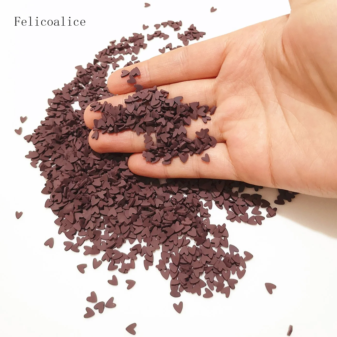 20g Polymer Heiße Ton Streusel Braun Herz für DIY Handwerk Tiny Nette Zubehör – Detail 7