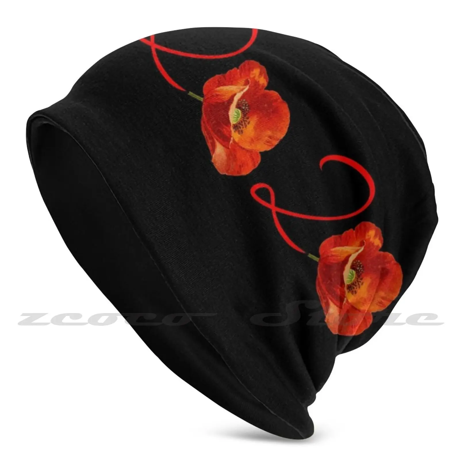 Red Poppies 2020 Diy Pullover Cap Knit Hat Plus Size Keep Warm Elastic Soft Remembrance Day Memorial Day 2020 Red Poppy Flower