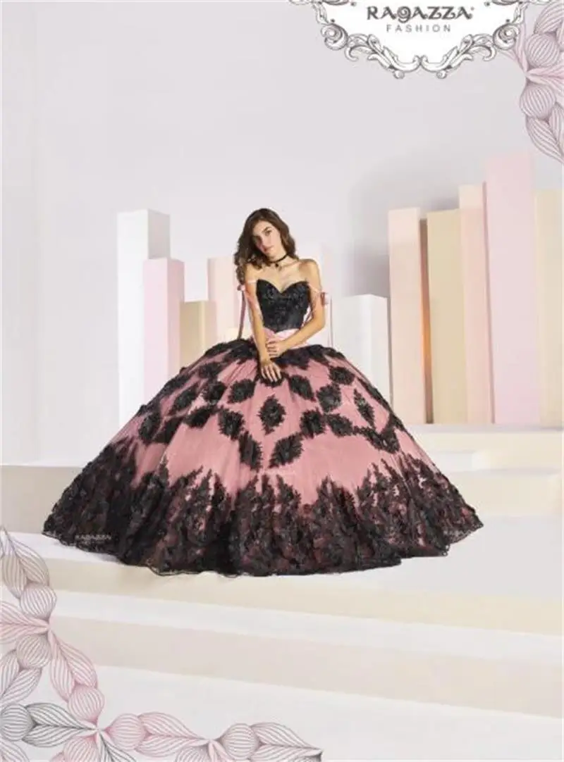 

Classy Beaded Ball Gown Quinceanera Dresses Sweetheart Neck Appliqued Sweet 16 Dress Satin Sweep Train Sequined Masquerade Gowns