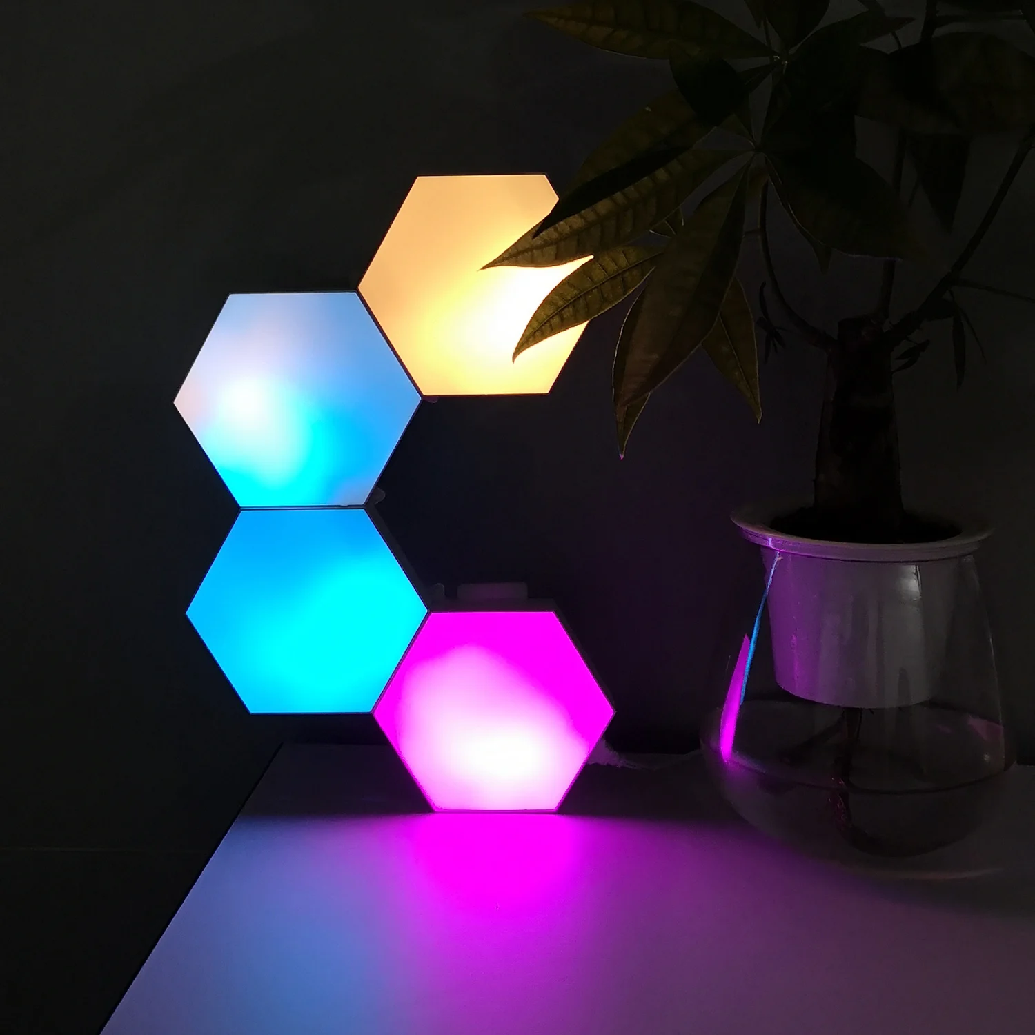 Hot Selling Halloween Decoration Gift,Smart Music Night Light ,Interior Hexagon led lamp for Bedroom Wall Decoraton for Home