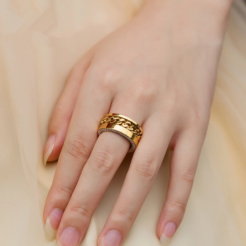 Anillos de boda de acero inoxidable para mujer, joyería Vintage clásica de circón, diseño retorcido, Color dorado, Lima de Perú