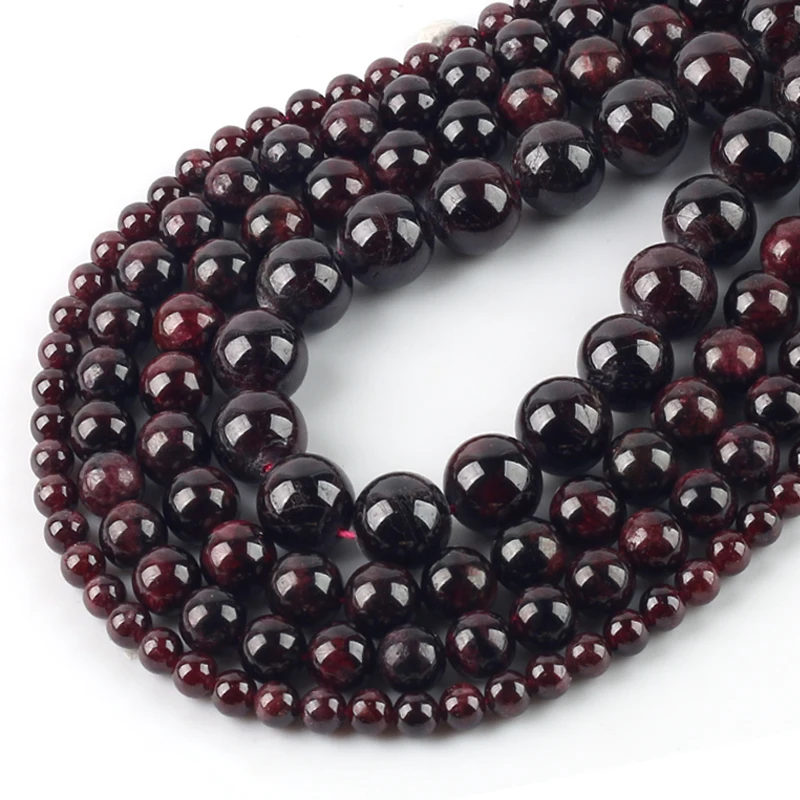 Wholesale Natural Dark Red Garnet Round Loose Stone Jewelry Beads 15.5\