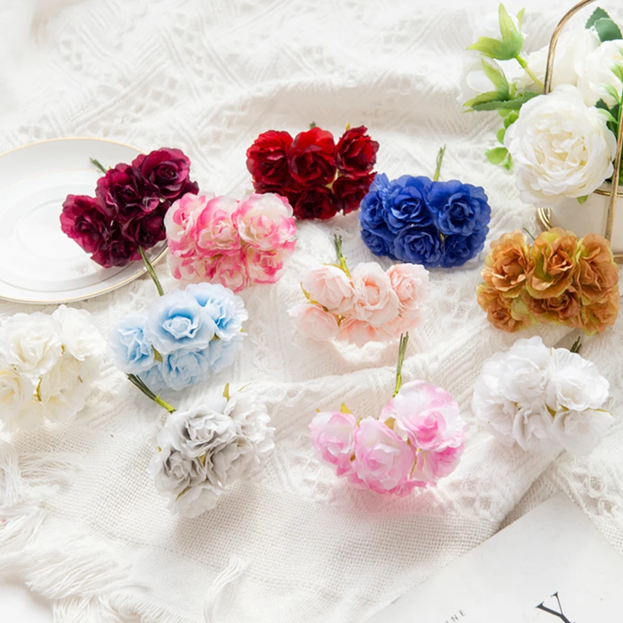1/3Pcs Künstliche Blumen Rose Bouquets Hochzeit Dekorative Kranz Weihnachten Handwerk Vase Diy Hause Zimmer Garten Candy Box sammelalbum – Detail 6
