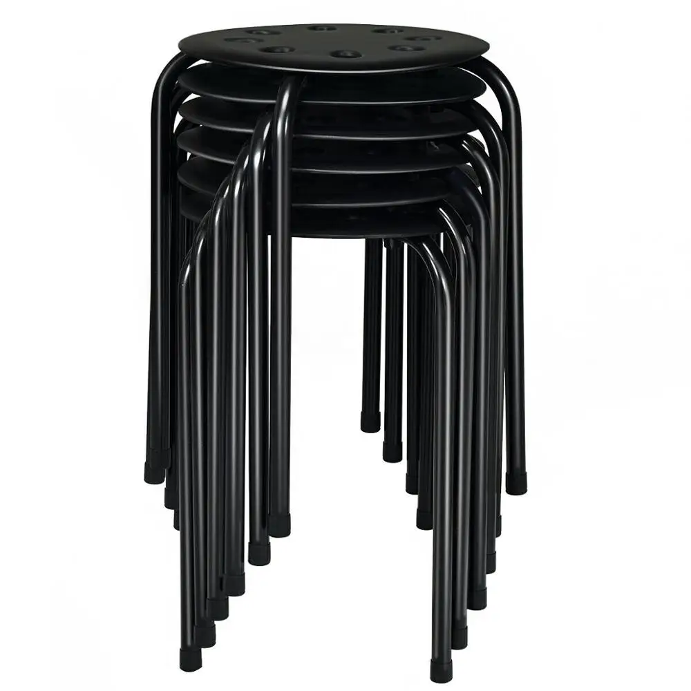 

Set of 6 Portable Plastic Stack Stools 17.5" Height Backless Classroom Seating