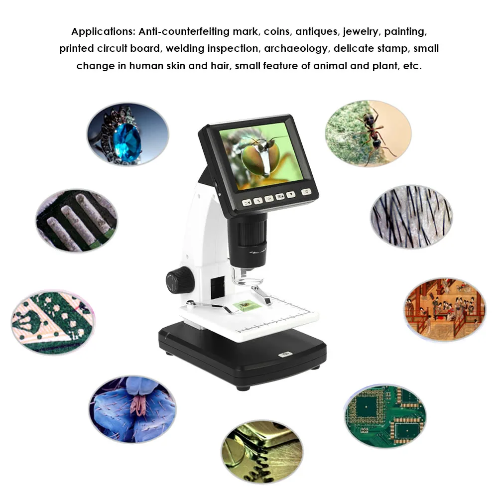 Professional  Portable Stand Alone Desktop LCD Digital Microscope up to 1200x Magnification and Measurement Storage Card