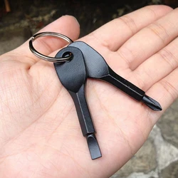 Key Shape Precision Cast Steel Mini Slotted Screwdrivers Keychain Pocket Repair Tool EDC Multifunction Screwdriver Keychain