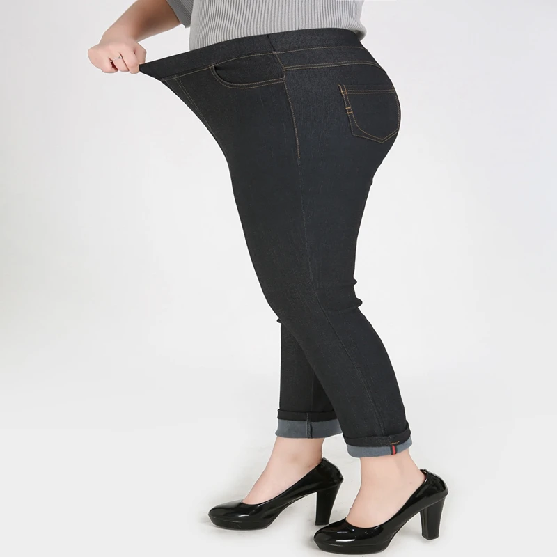 Fall/winter plus size casual jeans 9XL 8XL 7XL 6XL fashion new pants high waist elastic pocket elastic waist jeans.