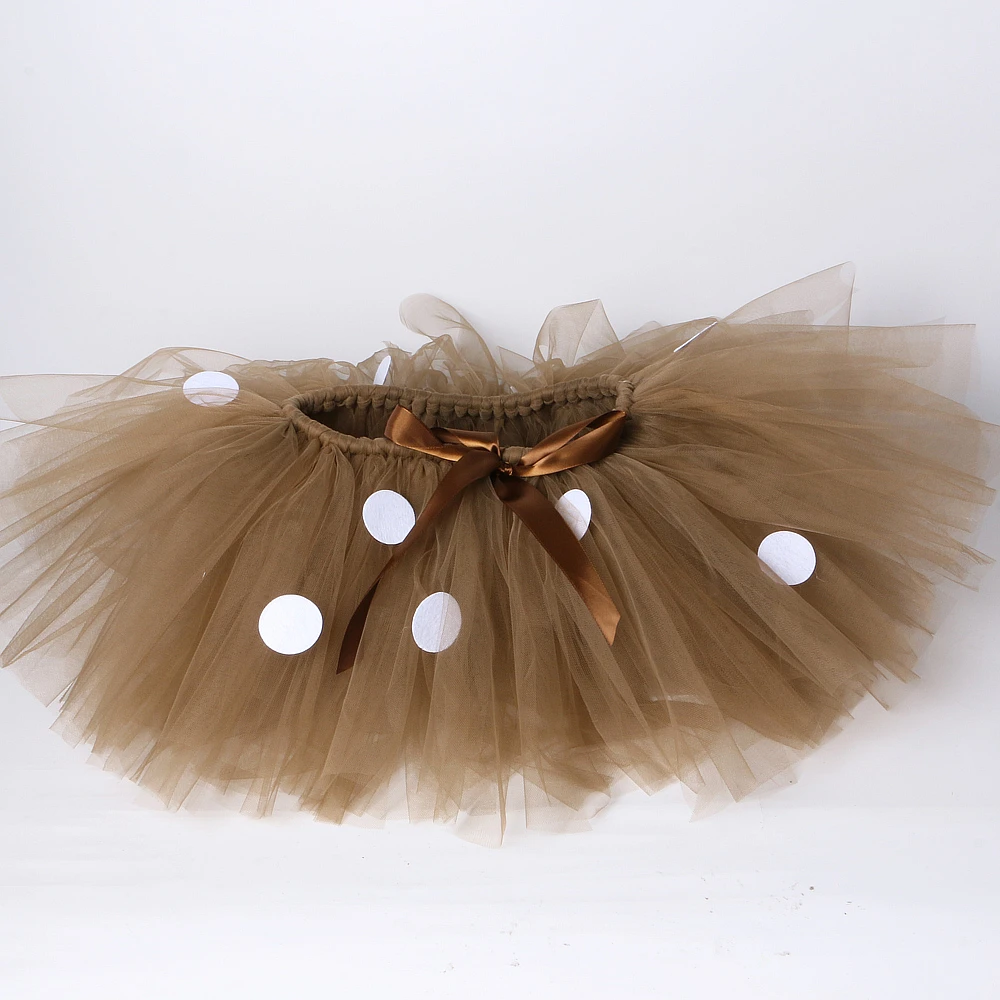 Fluffy Brown Deer Girl Tutu Skirt Christmas Costume Kids Reindeer Tulle Skirt for Halloween Carnival Children Outfit 1-14 Years