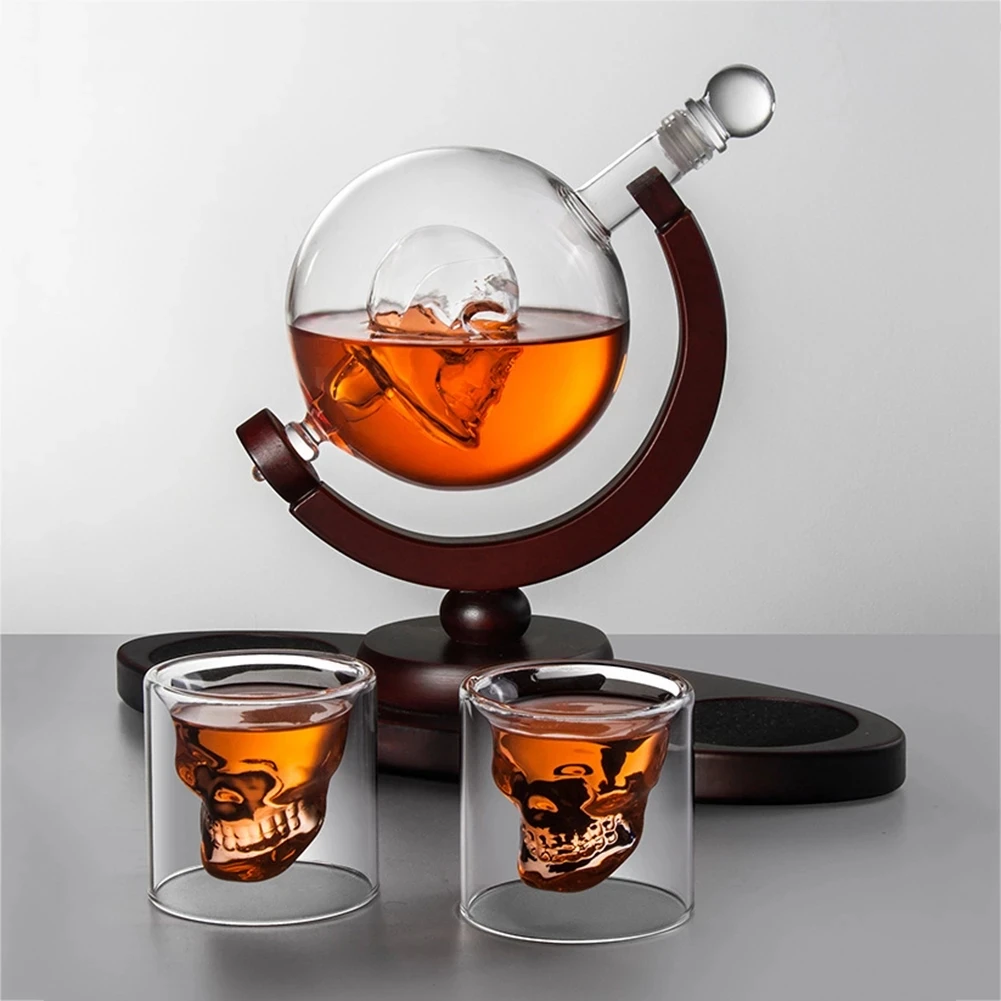 

Skull Cup Globe Decanter Set, Bone Glass Bottle, Vodka Glass Craft Decanter Set