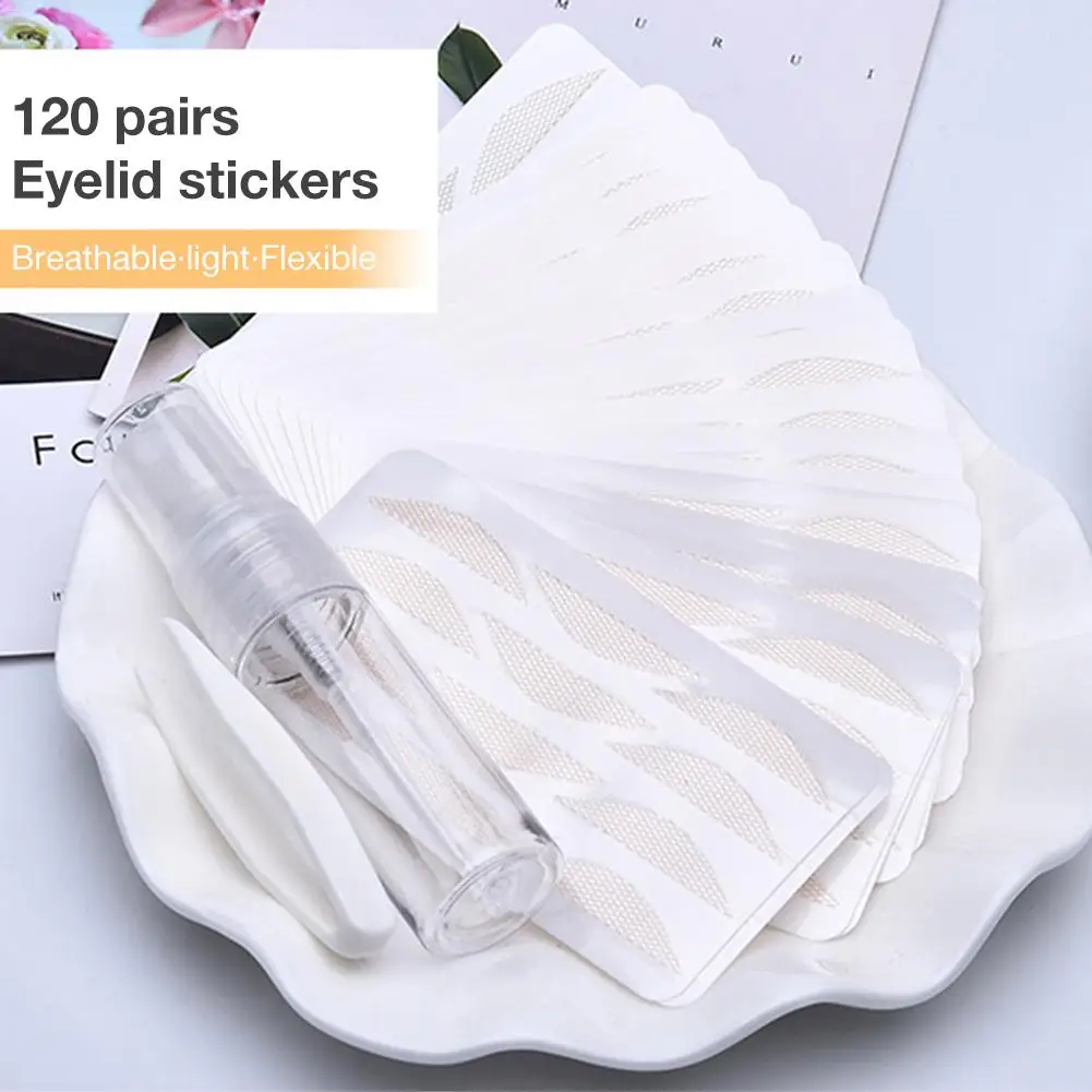 Pegatinas invisibles de encaje transparente para párpados, pegatina de malla para ojos grandes para chica, cinta adhesiva para párpados, 120 pares