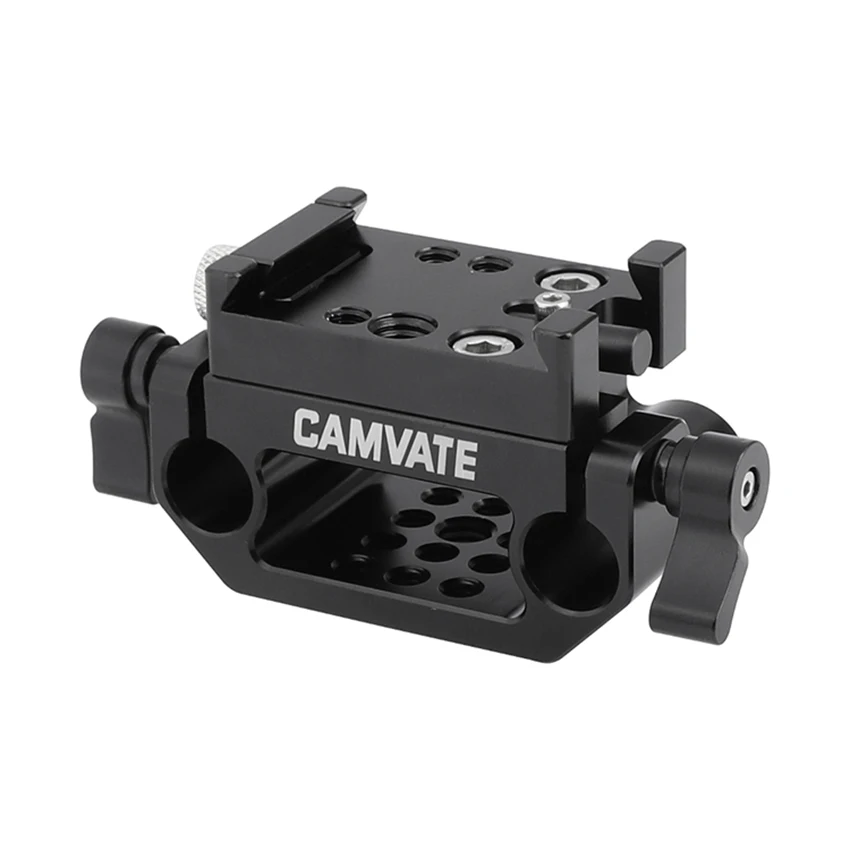 CAMVATE Camera Manfrotto Quick Release Adapter Baseplate With 15mm Dual Rod Clamp Base For DSLR Camera Cage Rig Support System