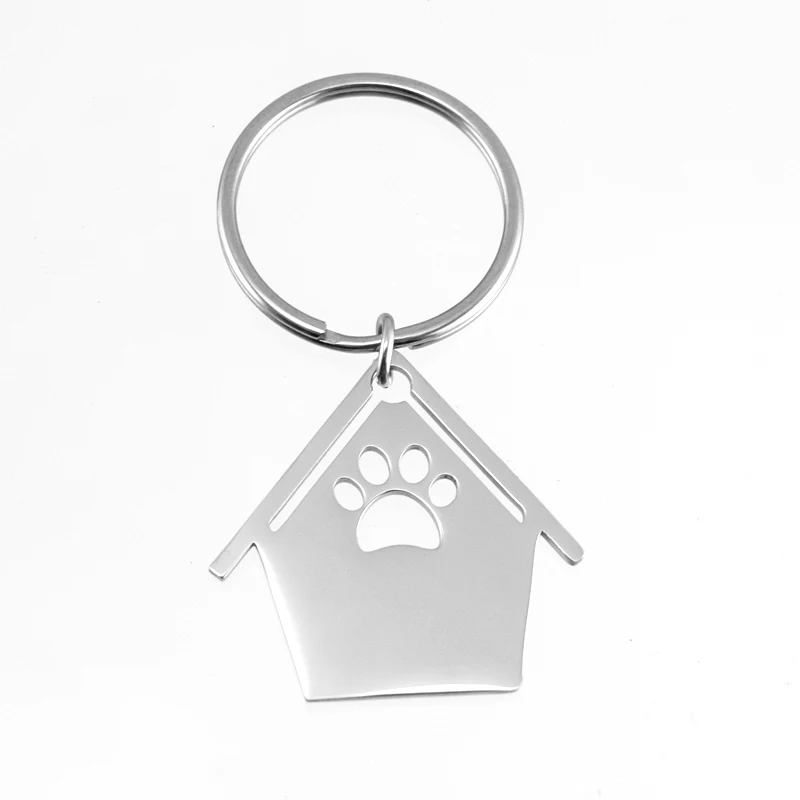 keychain kennel doghouse charm pendant Pet name tags Stainless steel mirror polished pendant 50pcs