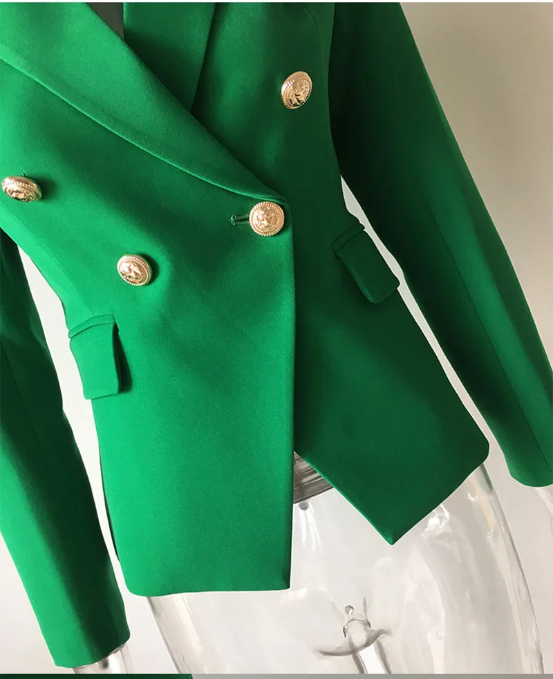 Blazer fino de peito duplo feminino, jaqueta com botões de leão, rua alta, estilista elegante, 2022