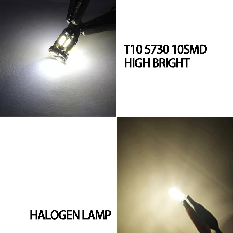 LED 캔버스 자동차 인테리어 전구, SMD 사이드 마커, 웨지 독서 램프, 실리카 자동 조명, 12V, 4300kK T10, W5W 194 168 5730 10, 6 개