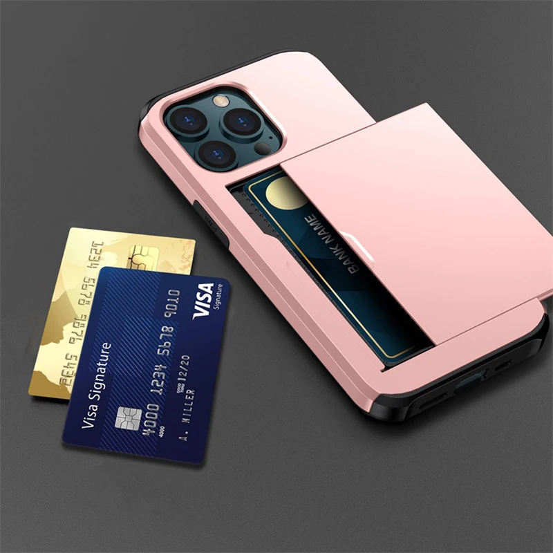 iK05 For iPhone 13 12 11 Pro Max Mini X XR 8 7 Plus SE 2020 Luxury Drop Resistant Card Slot Wallet Mobile Phones Smartphone Case