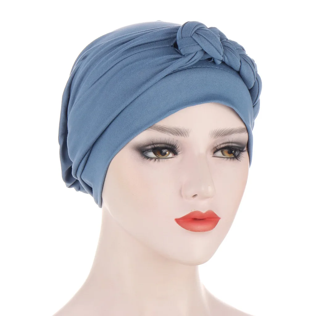 Turbante de cabeza trenzada musulmana para mujer, cubierta envolvente para cáncer, quimio, gorro árabe islámico, gorro para pérdida de cabello, gorros