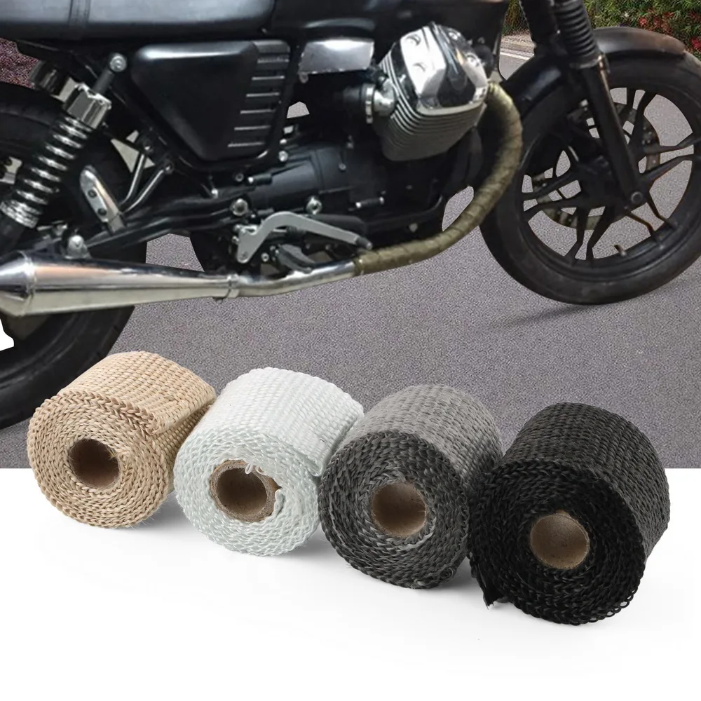 1.5m Motorcycle Insulation Tape Exhaust Pipe Wrap Cover Anti-scald Glass Fiber Car Truck Trailer Off Road Motorbike Accessories