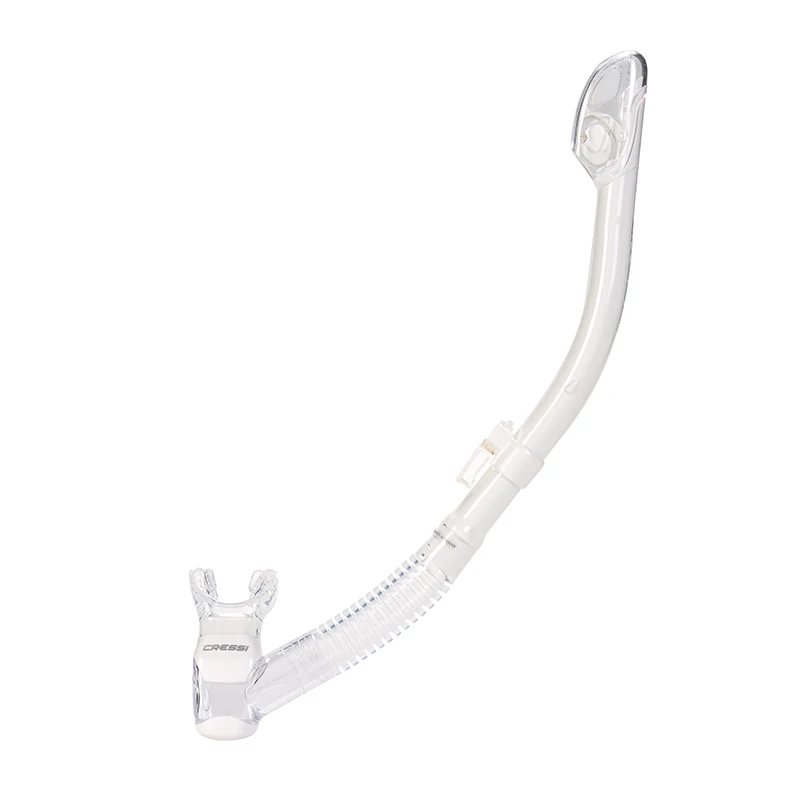 Cressi Omega Dry Snorkel Adult Diving Snorkeling Breath Tube with Splash Guard and Top Valve