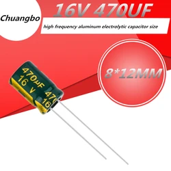 10pcs-20pcs 470uf16V 8.12mm Low ESR/Impedance high frequency aluminum electrolytic capacitor size 8*12 16V 470uf 20%