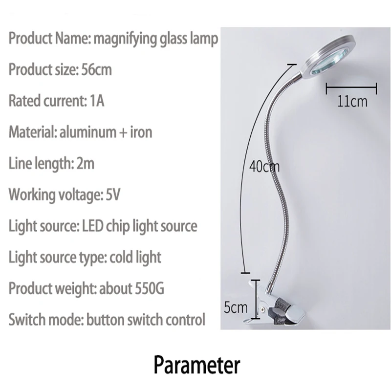 Imagem -04 - Iluminado Desktop Magnifier Rotação Flexível Lupa para Ferro de Solda Reparação Candeeiro de Mesa Skincare Beauty Tool 8x