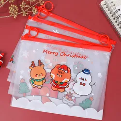 Bolsa de archivo de PVC de dibujos animados de Navidad, muñeco de nieve, ciervo, carpeta de archivos, bolsa de relleno de documentos, suministros escolares de oficina, papelería