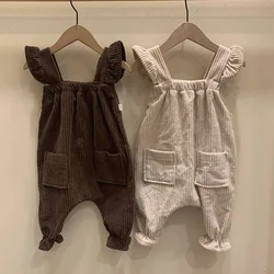 MILANCEL 2021 Baby Overalls Ruffle Baby Girls Jumpsuits Double Thicken Winter Baby Clothing