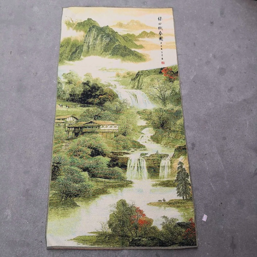 

China Old Silk Like Hanging Painting Embroidery Landscape Painting Long 120cm