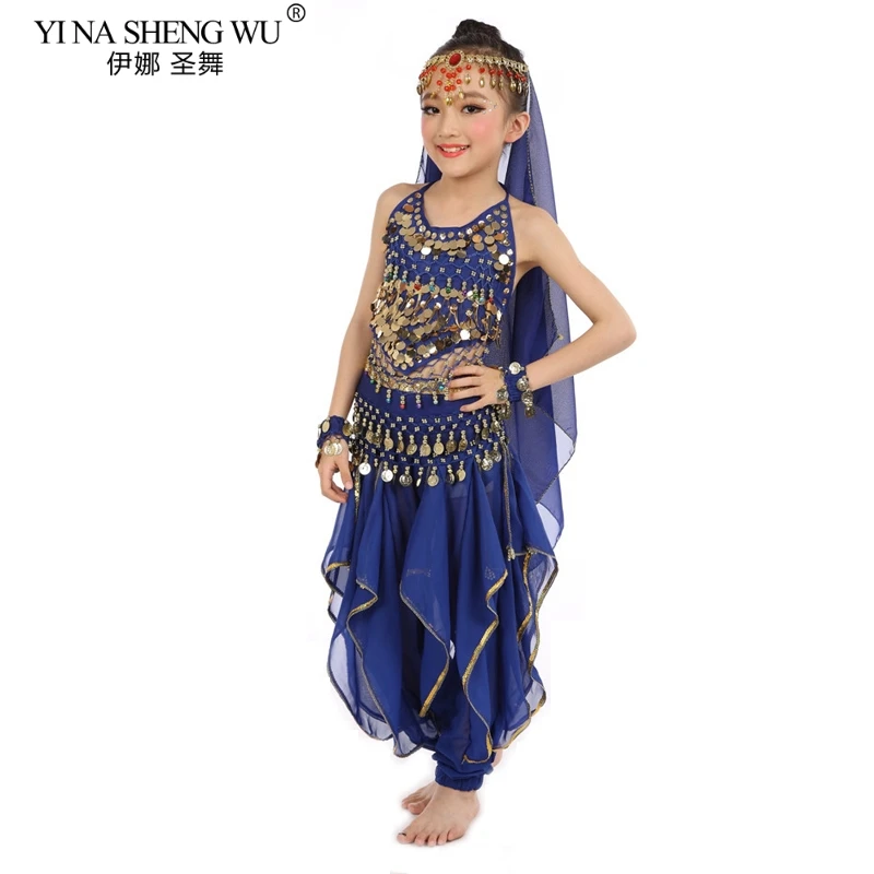 Kids Girl Costume di danza del ventre bambini India set di danza orientale abito indiano Sari Stage Clothes vestito da spettacolo di danza del ventre